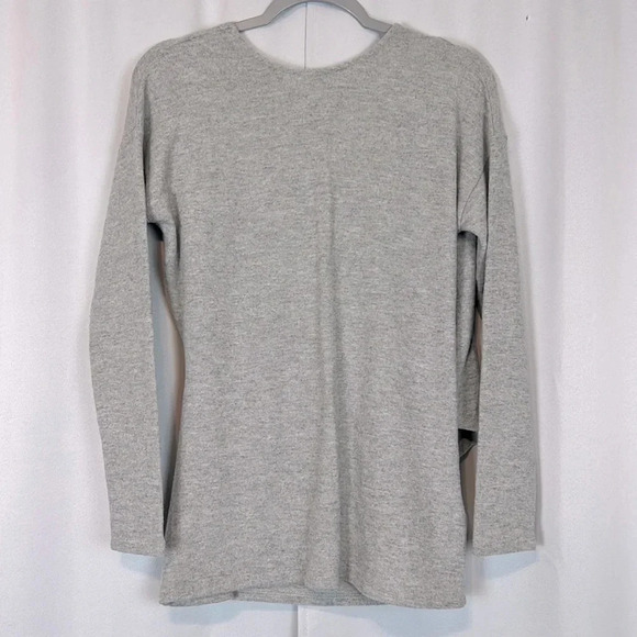J Crew Sweater Women XS Gray Reversible Scoop Neck Faux Wrap Soft Knit - Picture 1 of 4
